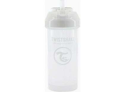 Twistshake netekoucí lahev s brčkem 360 ml pastelově bílá