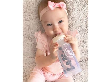Twistshake netekoucí lahev s brčkem 360 ml pastelově bílá