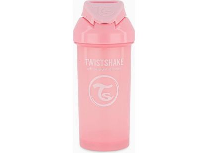 Twistshake netekoucí lahev s brčkem 360 ml pastelově růžová