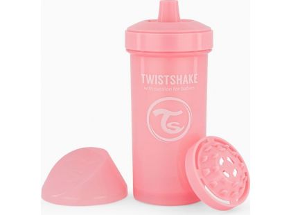Twistshake netekoucí lahev s pítkem 360 ml pastelově růžová