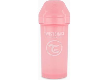 Twistshake netekoucí lahev s pítkem 360 ml pastelově růžová