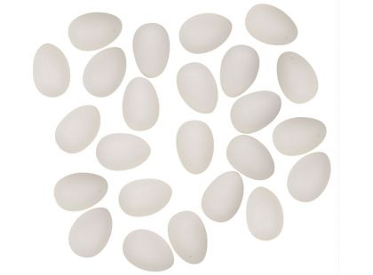 Anděl Vajíčka bílá k dozdobení plastová 4 cm bez šňůrky 24 ks v sáčku