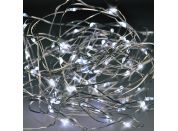 Vánoční řetěz stříbrný, 30 x mini LED, 3 m, 3 x AA, studené světlo