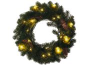 Vánoční věnec, průměr 40 cm, 15 x LED, IP44, 3 x AA, časovač - Poškozený obal