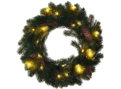 Vánoční věnec, průměr 40 cm, 15 x LED, IP44, 3 x AA, časovač - Poškozený obal