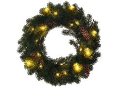 Vánoční věnec, průměr 40 cm, 15 x LED, IP44, 3 x AA, časovač - Poškozený obal