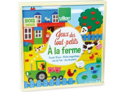 Vilac Dřevěný set zábavných her se zvířátky 4 v 1