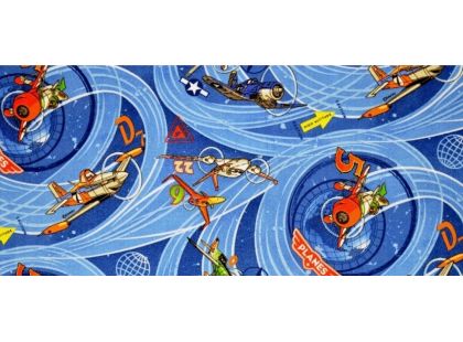 Vopi Planes modrý dětský koberec 95 x 200 cm