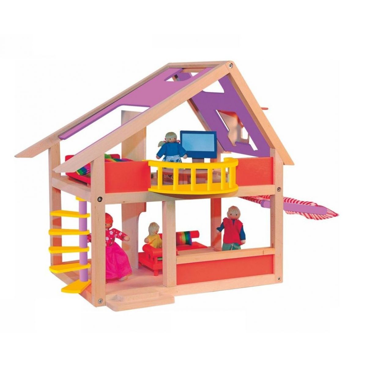 Woody Domeček pro panenky moderní s markýzou