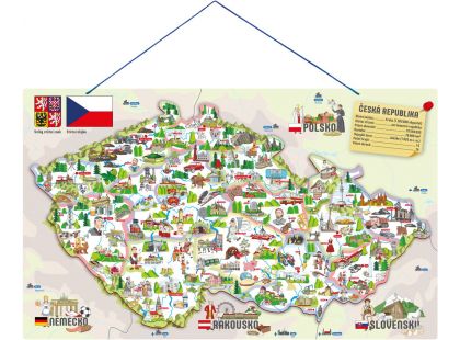 Woody Puzzle 3 v 1 Magnetická mapa ČR s obrázky a společenská hra 185 dílků
