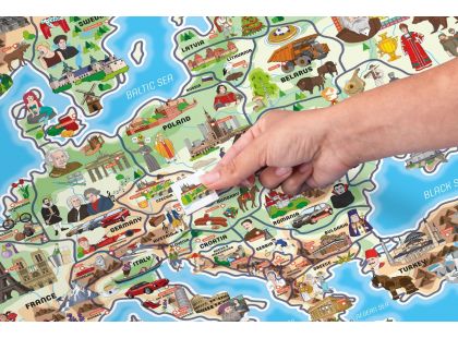 Woody Magnetická mapa EVROPY společenská hra 3 v 1 v AJ