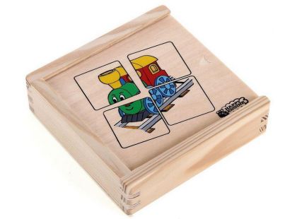 Woody Puzzle mini Mašinka v dřevěné krabičce 16 dílků