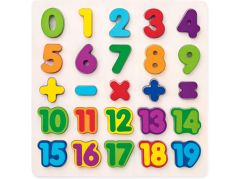 Woody Puzzle číslice masivní na desce 25 dílků