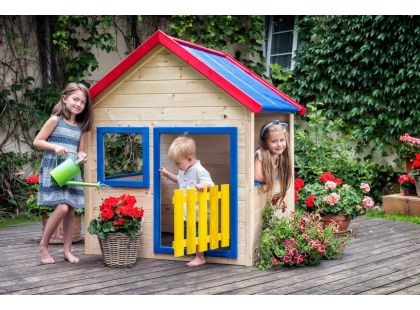 Woody Zahradní domeček dřevěný s barevným lemováním
