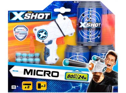 X-Shot Micro 3 plechovky 8 nábojů
