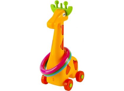Žirafa plastová s kroužky na kolečkách