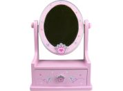 Zrcadlo dřevěné, ovál se zásuvkou - Korunka srdíčka