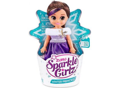 Zuru Princezna zimní Sparkle Girlz malá v kornoutku hnědé vlasy a fialové šaty