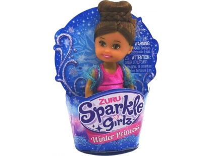 Zuru Princezna zimní Sparkle Girlz malá v kornoutku hnědé vlasy