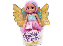 Zuru Víla Sparkle Girlz s křídly malá v kornoutku růžovo-modré šaty a světle růžové vlasy