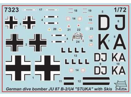 Zvezda Snap Kit letadlo 7323 JU-87B-2 U4 Stuka with skis 1:72